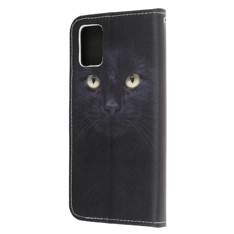 Folio Deksel Til Samsung Galaxy A52 4G / A52 5G / A52s 5G Med Kjede Strappy Black Cat Eyes