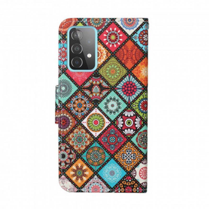 Folio Deksel Til Samsung Galaxy A52 4G / A52 5G / A52s 5G Patchwork Mandalaer Med Snor