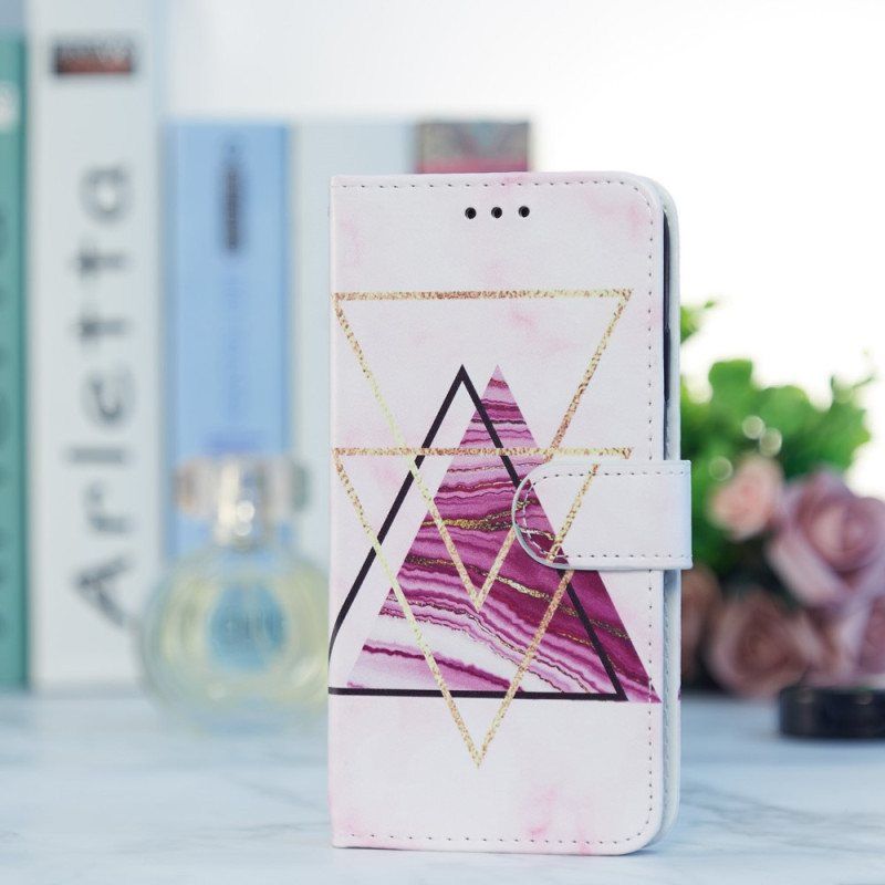 Folio Deksel Til Samsung Galaxy A54 5G Med Kjede Strappy Stil Marmor