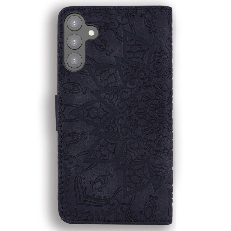 Folio Deksel Til Samsung Galaxy S23 5G Med Kjede Stilig Strappy Mandala