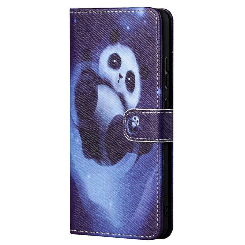 Folio Deksel Til Samsung Galaxy S23 5G Med Kjede Strappy Panda