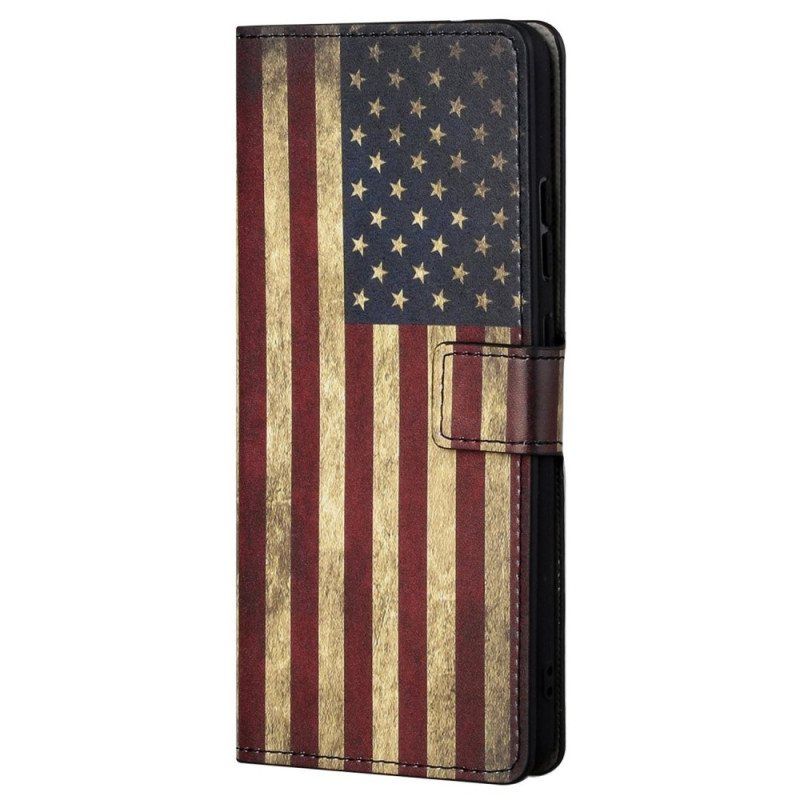 Folio Deksel Til Samsung Galaxy S23 5G Vintage Amerikansk Flagg