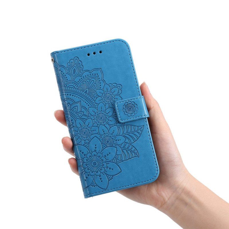 Folio Deksel Til Samsung Galaxy S23 Plus 5G Med Kjede Strappy Mandala