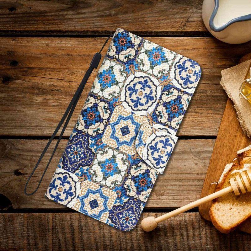 Folio Deksel Til Samsung Galaxy S23 Ultra 5G Med Kjede Strappy Patchwork