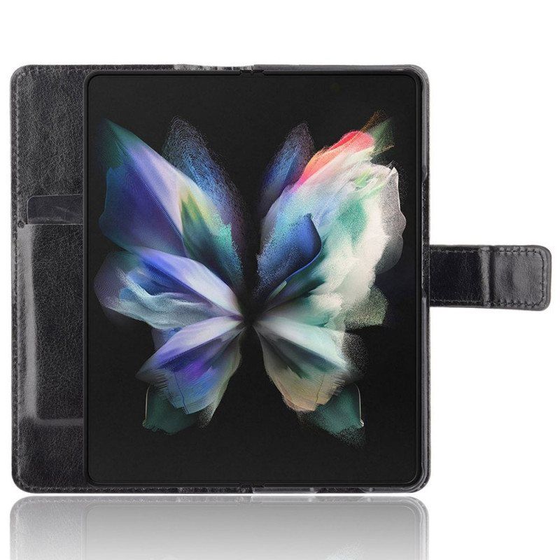 Folio Deksel Til Samsung Galaxy Z Fold 4 Med Kjede Retro Business Strappy