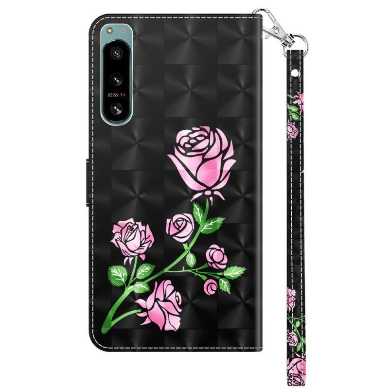 Folio Deksel Til Sony Xperia 5 IV Med Kjede Stropp Roses