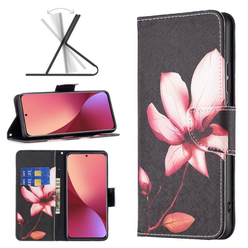 Folio Deksel Til Xiaomi 12 / 12X Rosa Blomst