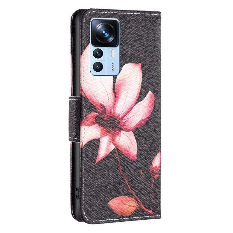 Folio Deksel Til Xiaomi 12T / 12T Pro Rosa Blomst