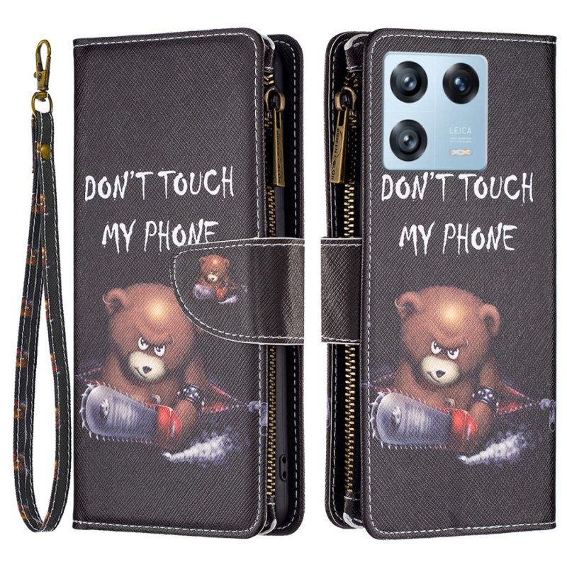 Folio Deksel Til Xiaomi 13 Pro Dangerous Bear Med Glidelås