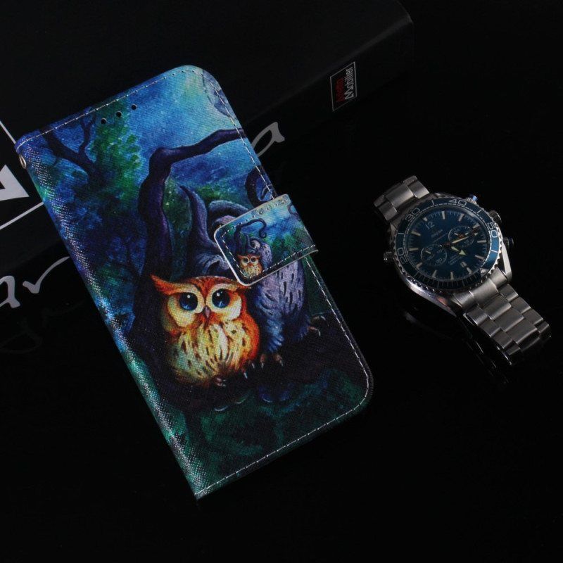 Folio Deksel Til Xiaomi 13 Pro Med Kjede Strappy Owls Maleri