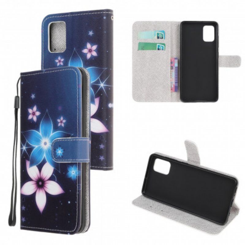 Folio Deksel Til Xiaomi Redmi Note 10 / 10S Med Kjede Lunar Strap Blomster