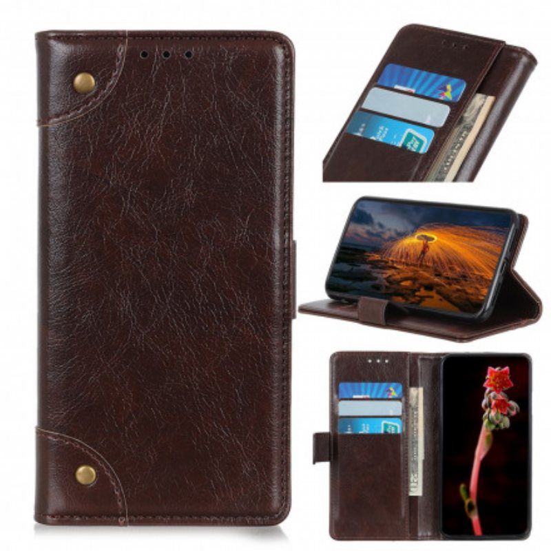 Folio Deksel Til Xiaomi Redmi Note 10 5G Stil Nappa Leather Vintage Nagler