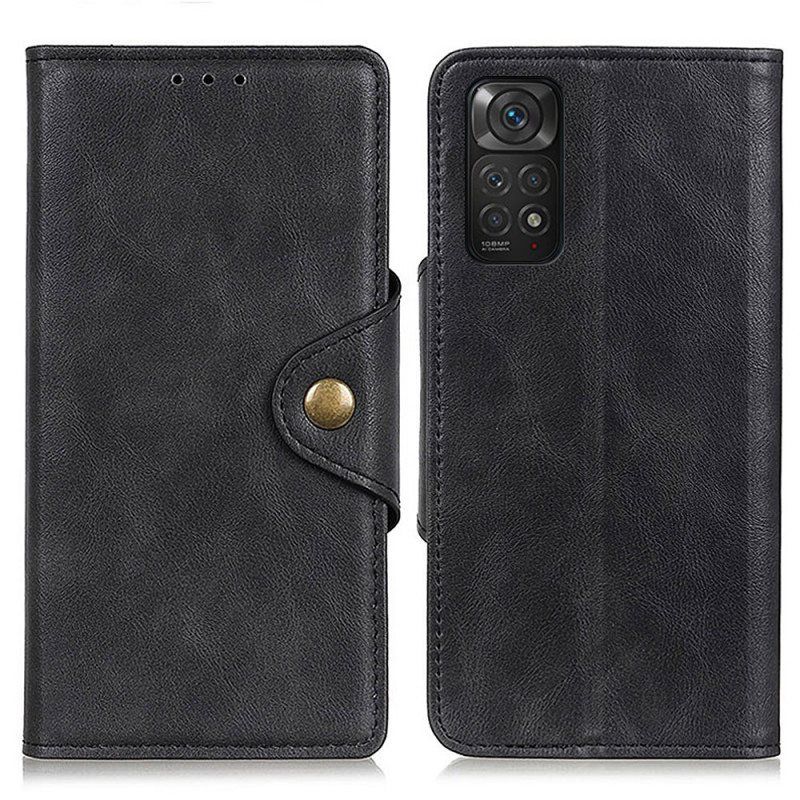 Folio Deksel Til Xiaomi Redmi Note 11 / 11S Imitert Skinnknapp