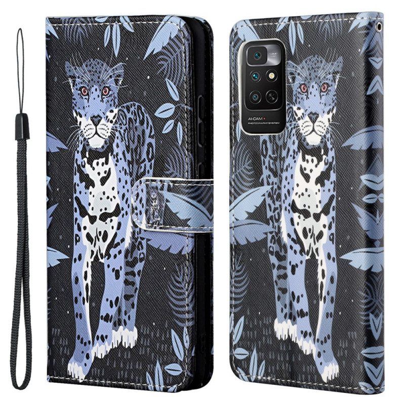 Folio Deksel Til Xiaomi Redmi Note 11 / 11S Med Kjede Strappy Leopard