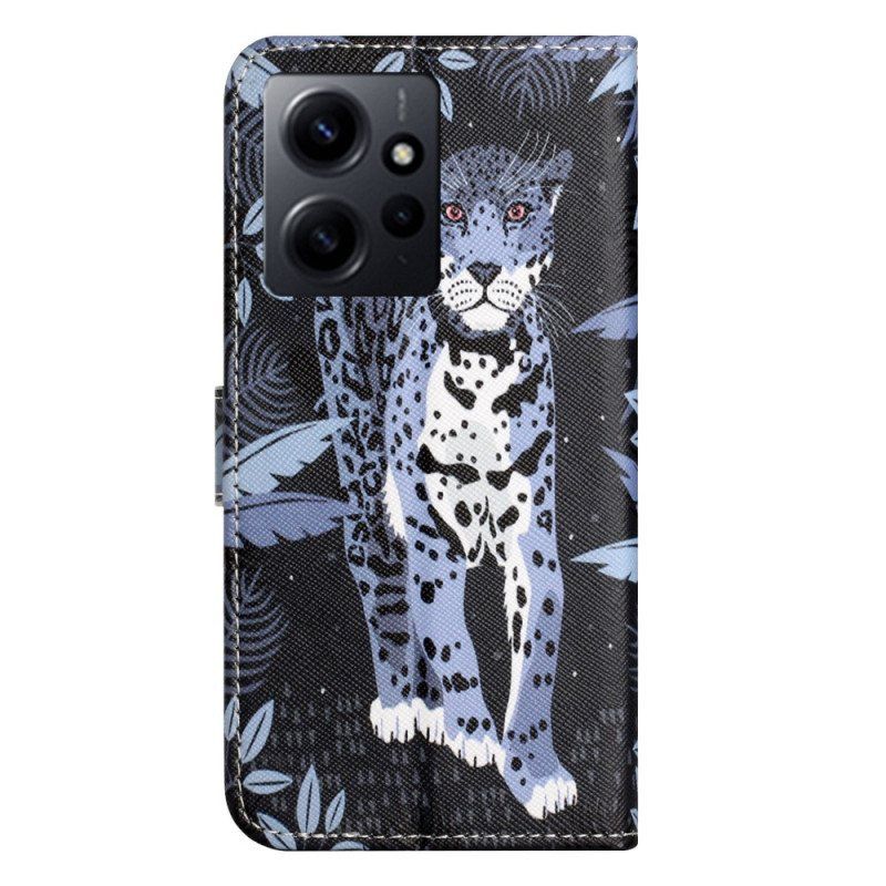 Folio Deksel Til Xiaomi Redmi Note 12 4G Med Kjede Strappy Leopard