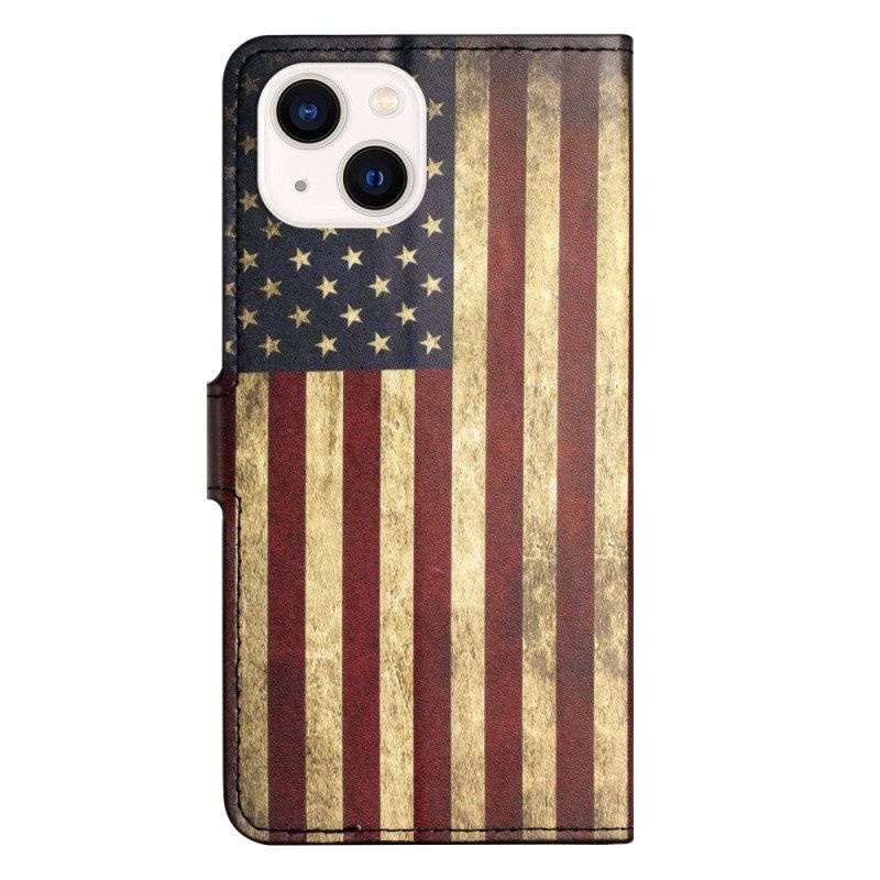 Lærdeksel Til iPhone 15 Plus Vintage Usa-flagg