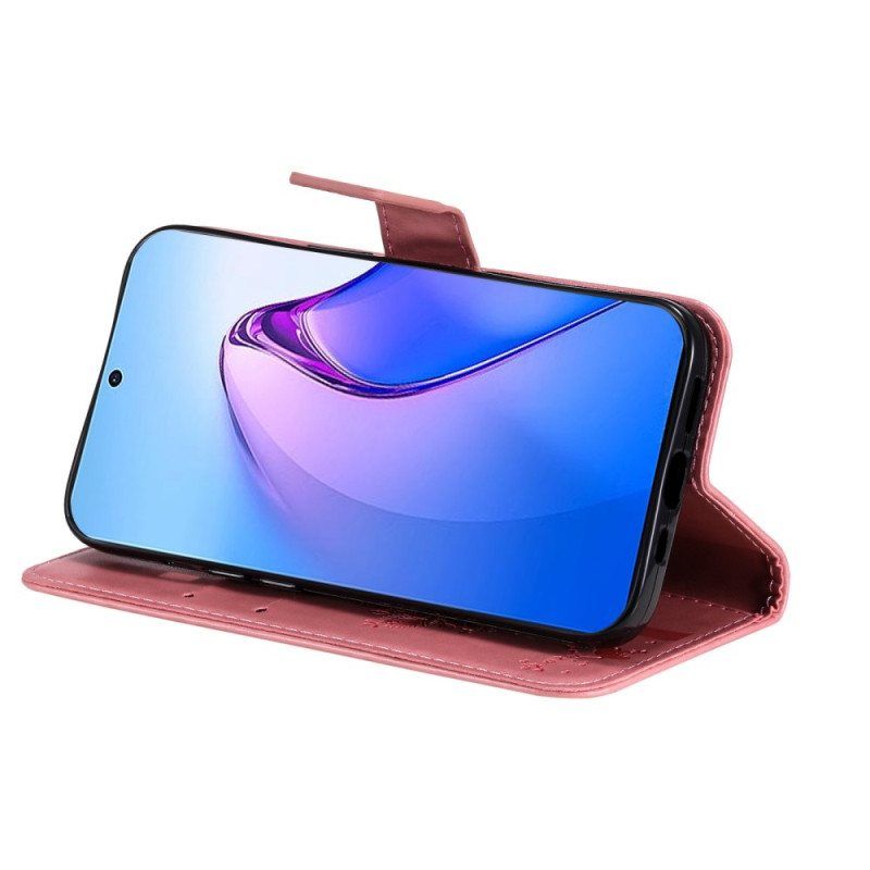 Lærdeksel Til Oppo Reno 8 Pro Med Kjede Tre Og Strappy Cat