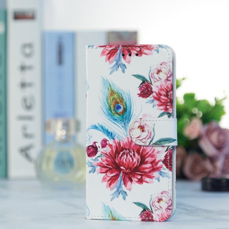 Lærdeksel Til Samsung Galaxy A54 5G Med Kjede Strappy Floral