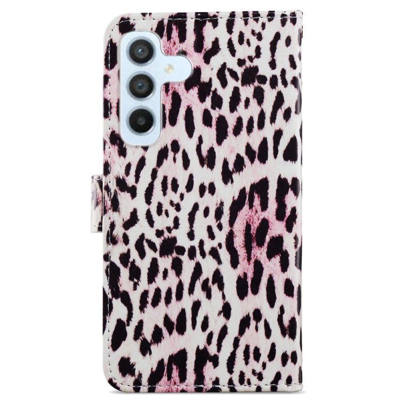 Lærdeksel Til Samsung Galaxy A54 5G Med Kjede Strappy Leopard Style