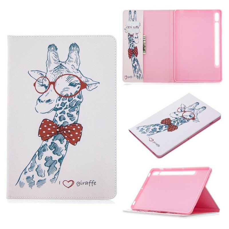 Lærdeksel Til Samsung Galaxy Tab S8 / Tab S7 Giraffe Print Mønster