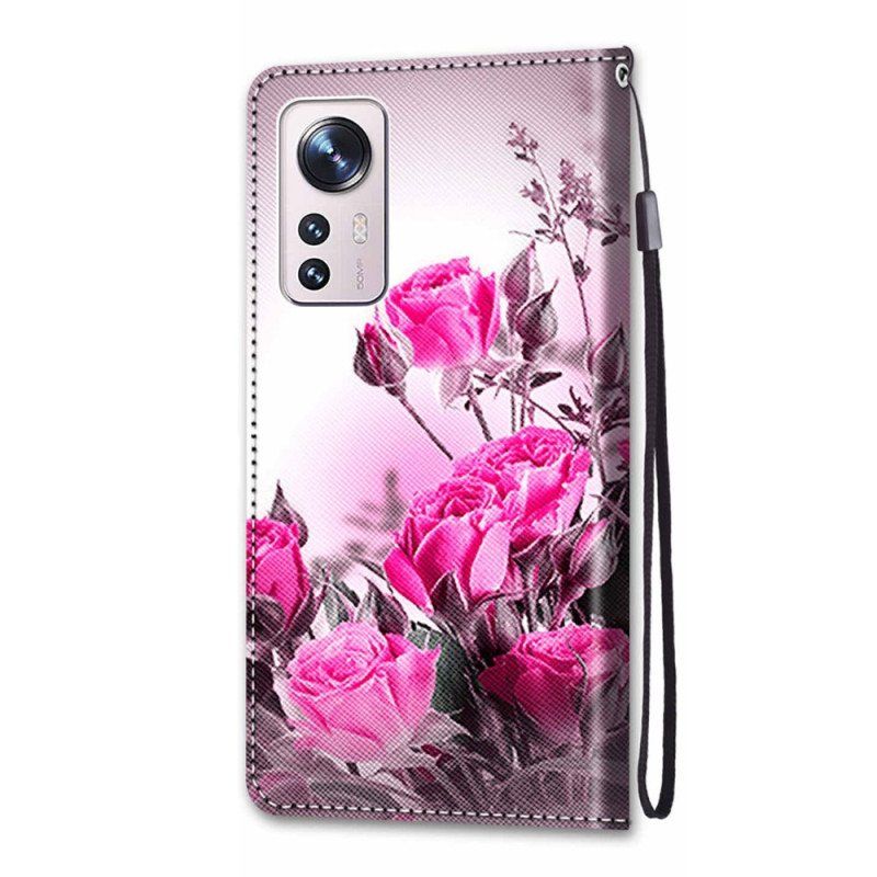 Lærdeksel Til Xiaomi 12 / 12X Med Kjede Strappy Floral