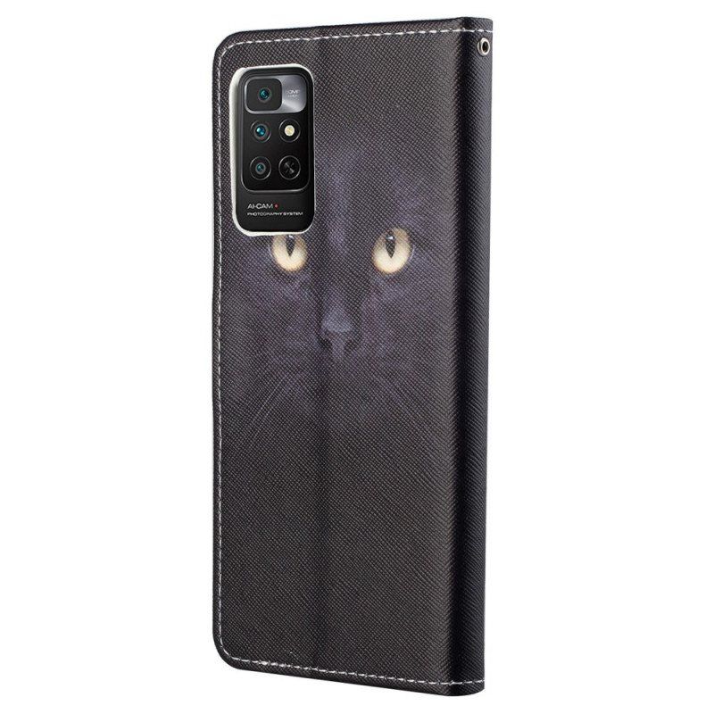 Lærdeksel Til Xiaomi Redmi Note 11 / 11S Med Kjede Strappy Black Cat Eyes