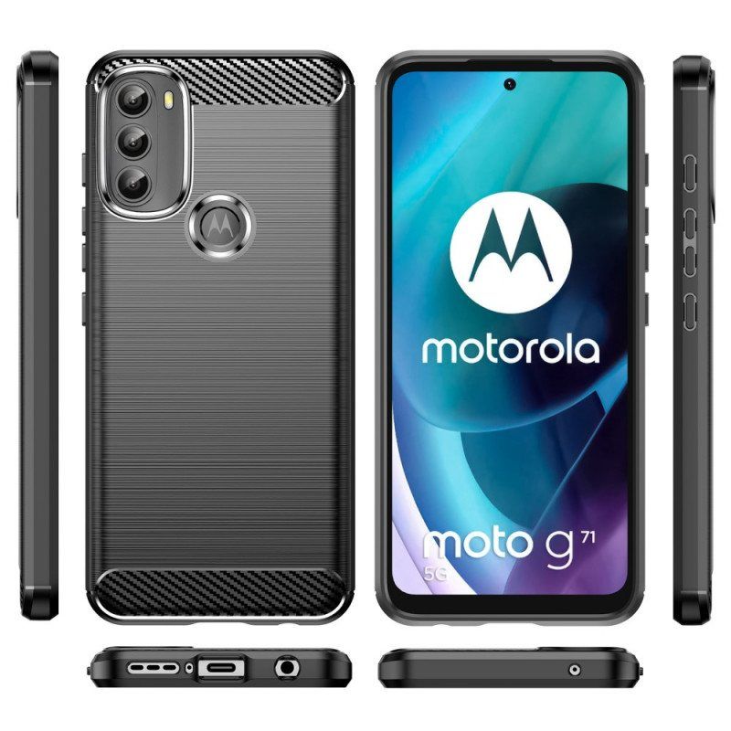 Mobildeksel Til Moto G71 5G Børstet Karbonfiber