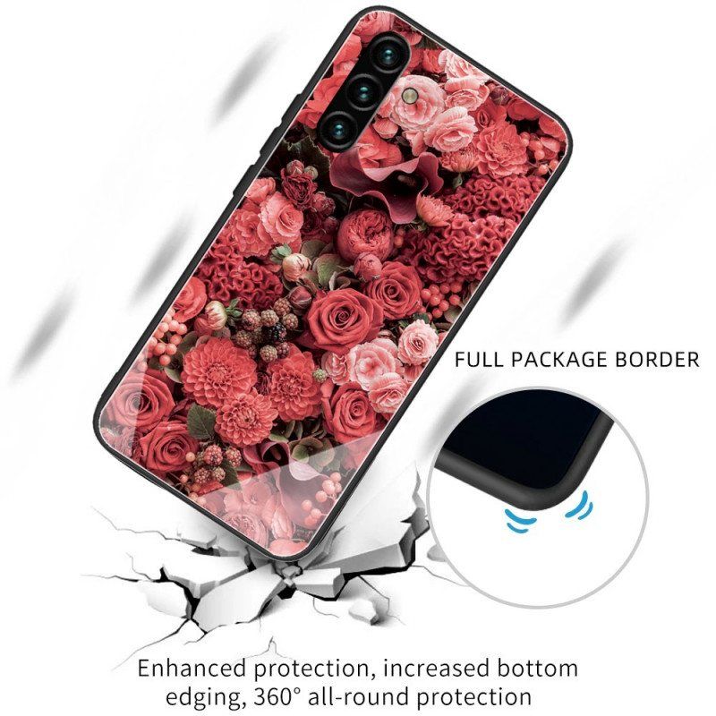 Mobildeksel Til Samsung Galaxy A13 5G / A04s Rose Blomster Herdet Glass