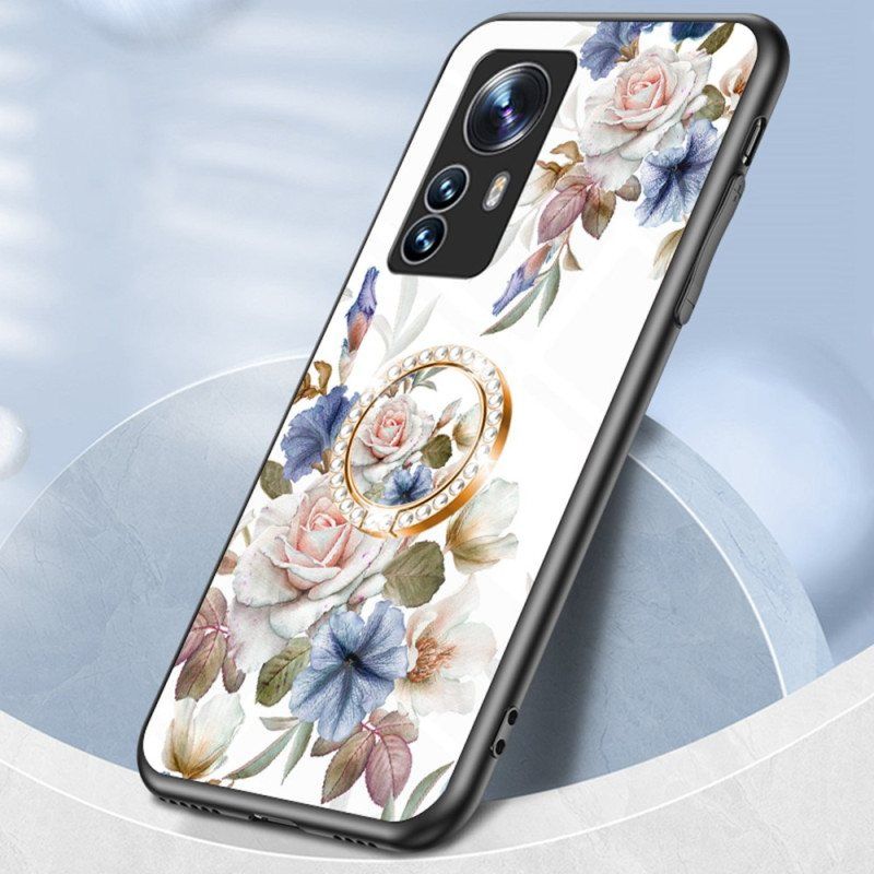 Mobildeksel Til Xiaomi 12 / 12X Herdet Glass Med Blomsterring